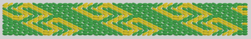 Green and yellow pattern of a tablet weaving found in the Iron age salt mines at Hallstatt in Austria