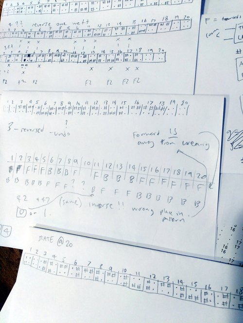 Lots of variously desperate notes written with pencil on paper